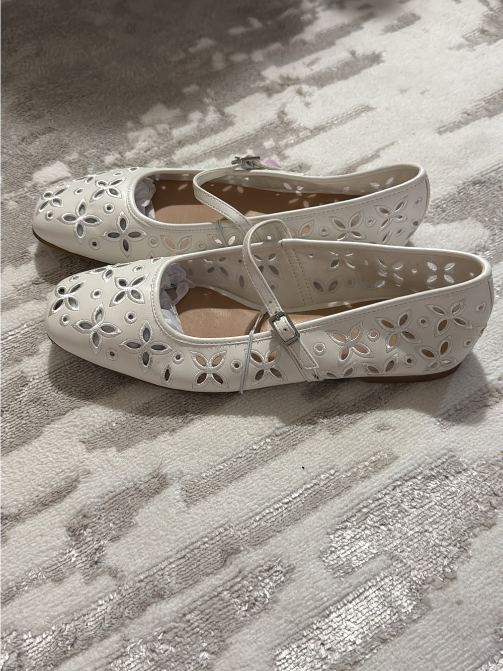 wild fable White Floral Cutout Mary Jane Flats
